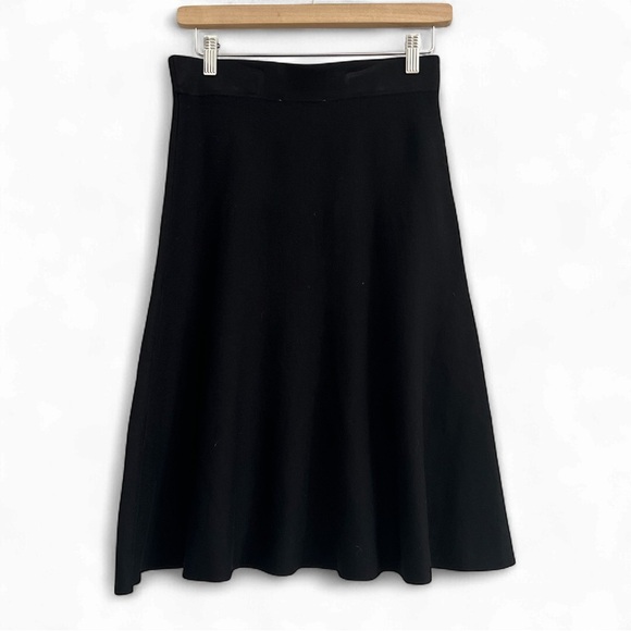 Cleo Classic Knitted Flare Black Midi Skirt - Picture 1 of 3